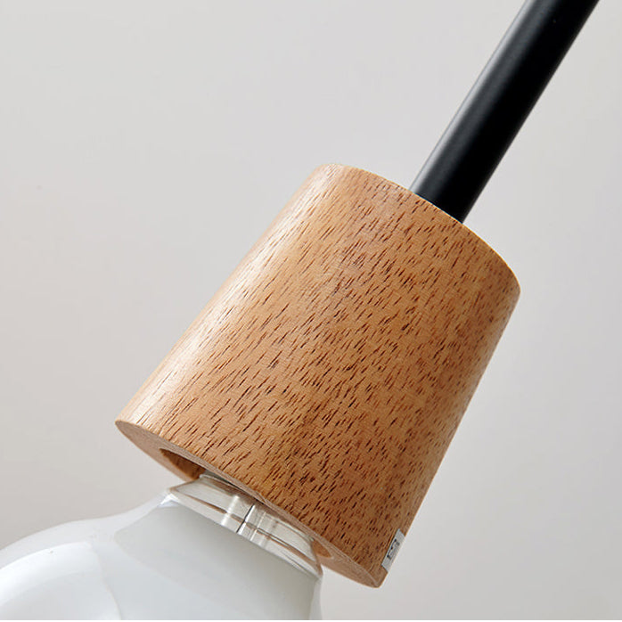 RoyaleGlow Modern Textured Glass Pendant Light with Wood Detail