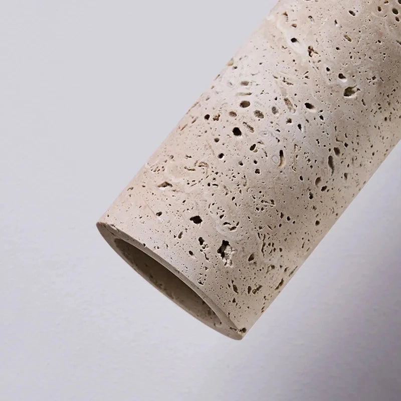 RoyaleGlow Wabi Sabi Travertine Pendant Light-Minimalist Wood Stone Finish Ceiling Lamp