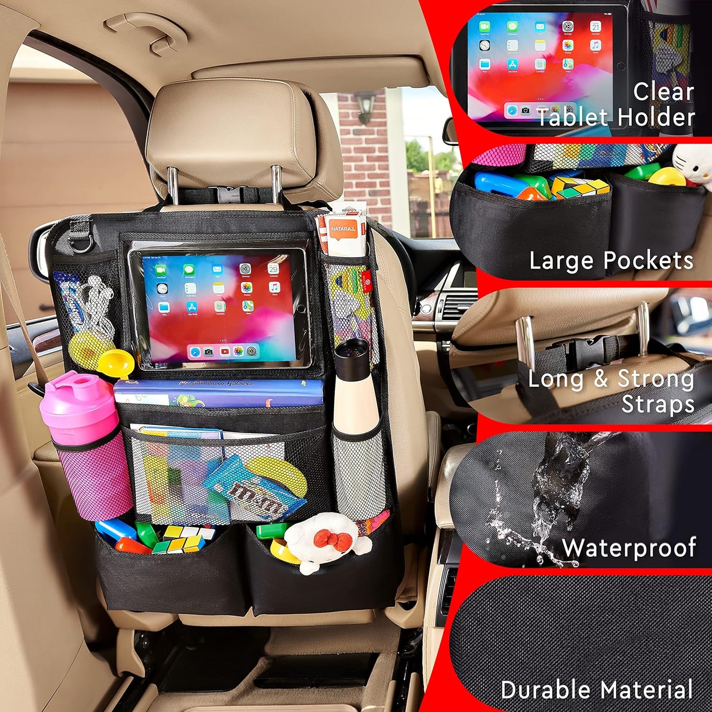 Luxora 2-Pack Car Backseat Organizer with Tablet Holder