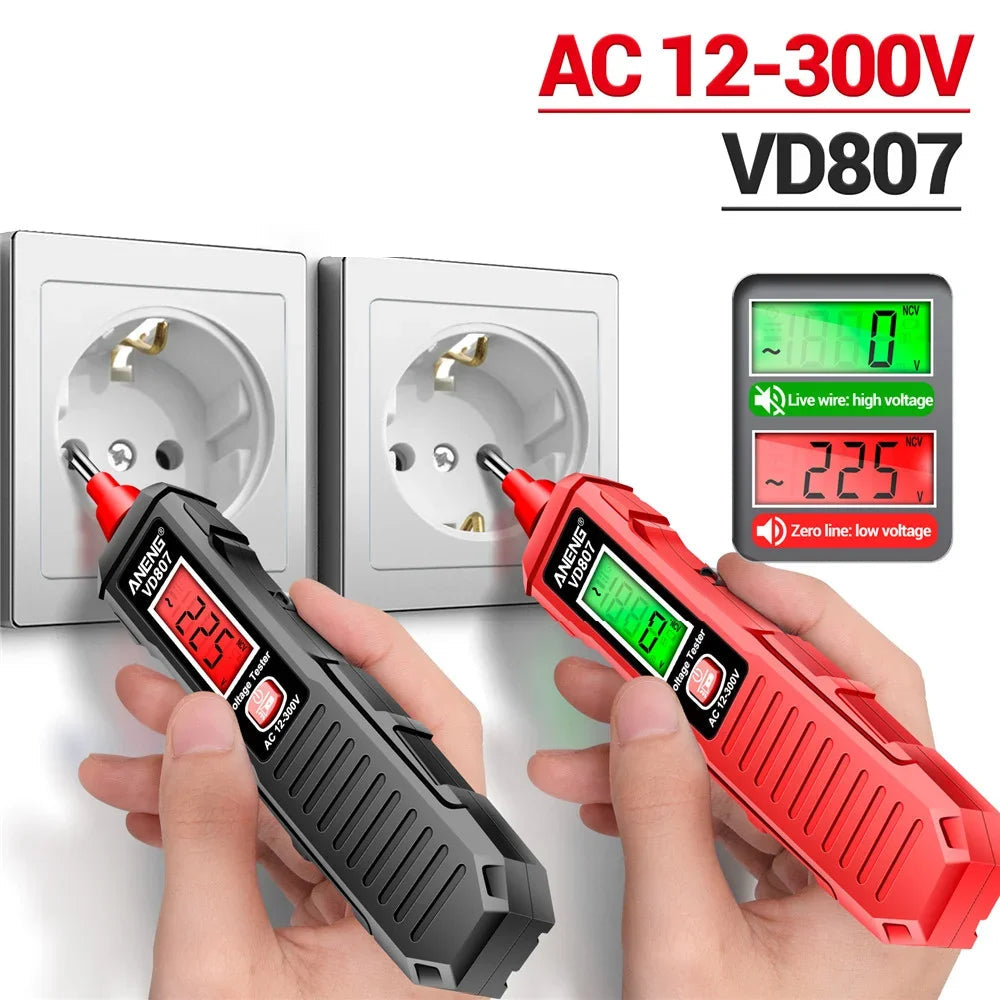 ANENG VD807 One-word Induction Portable 50/60Hz Smart Electric Pen Tester NCV Sensor AC 12-300V Non-contact Wire Detector Tools 0