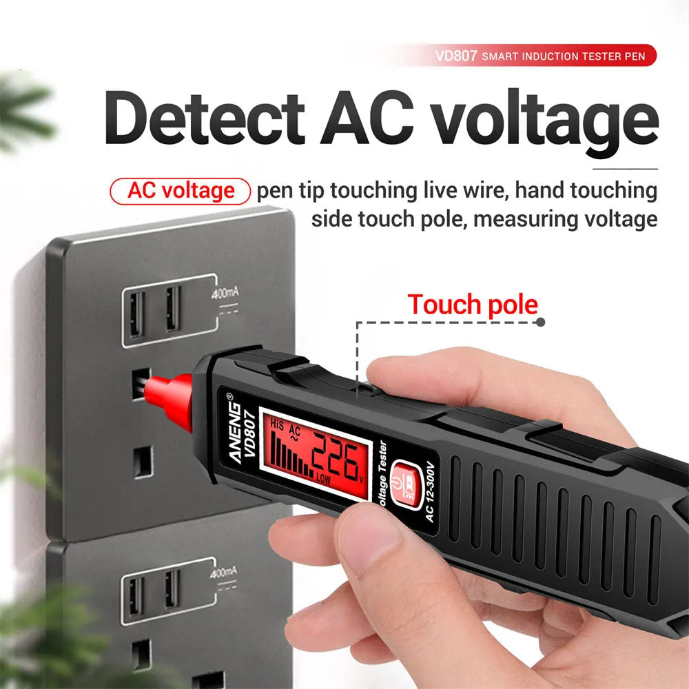 ANENG VD807 One-word Induction Portable 50/60Hz Smart Electric Pen Tester NCV Sensor AC 12-300V Non-contact Wire Detector Tools 1