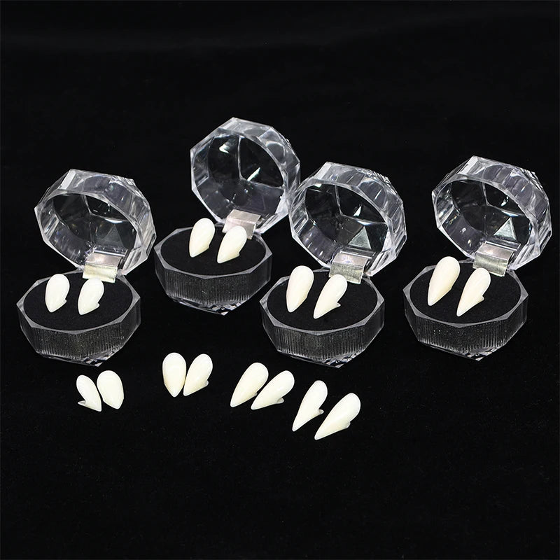 A pair DIY Safe resin Halloween Costume Props Masquerade Party 13/15/17/19mm Dentures Props Vampire Teeth Fangs for kids adult 5