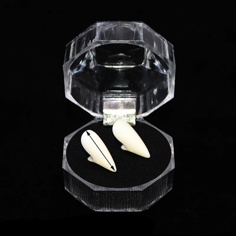 A pair DIY Safe resin Halloween Costume Props Masquerade Party 13/15/17/19mm Dentures Props Vampire Teeth Fangs for kids adult 8