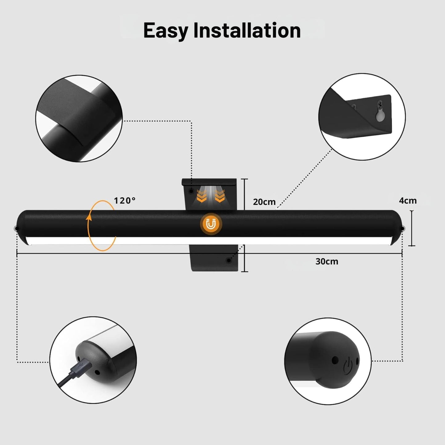 Wireless LED Rechargeable Picture Light with Remote Control - Perfect for Art and Photos - Black