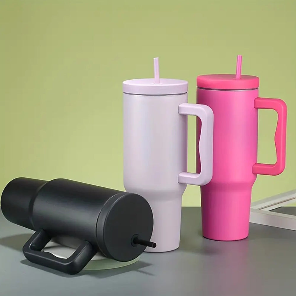 Luxora Trendy Stainless Steel Insulated Water Bottle with Straw and Handle
