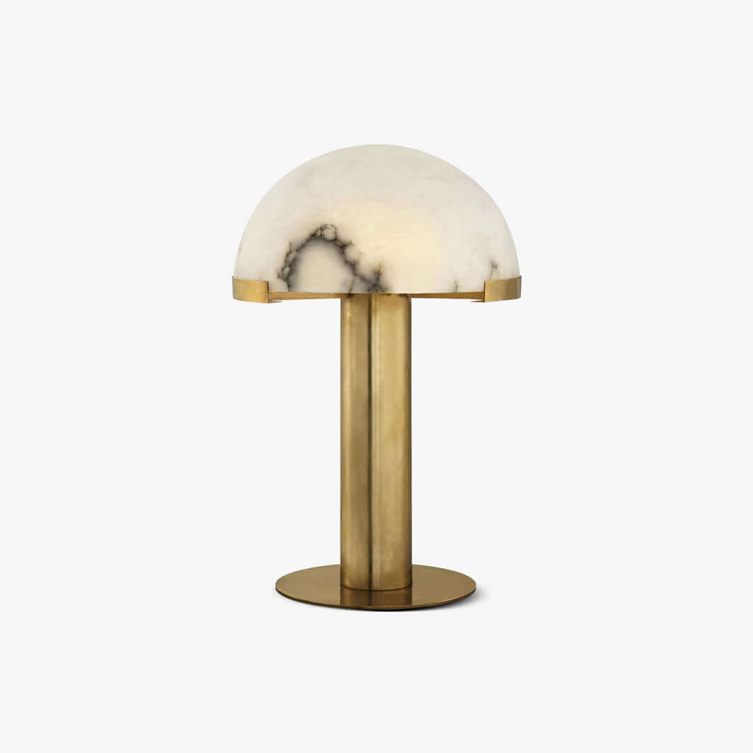 RoyaleGlow Modern Alabaster Table Lamp – Hemispherical Plug-In Bedside & Desk Light - Royale Basic