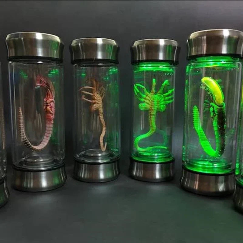 Alien Glow Jar Xenomorph Specimen Facehugger Embryo Glass Jar led Home Decoration Crafts Sculpture Prop 0