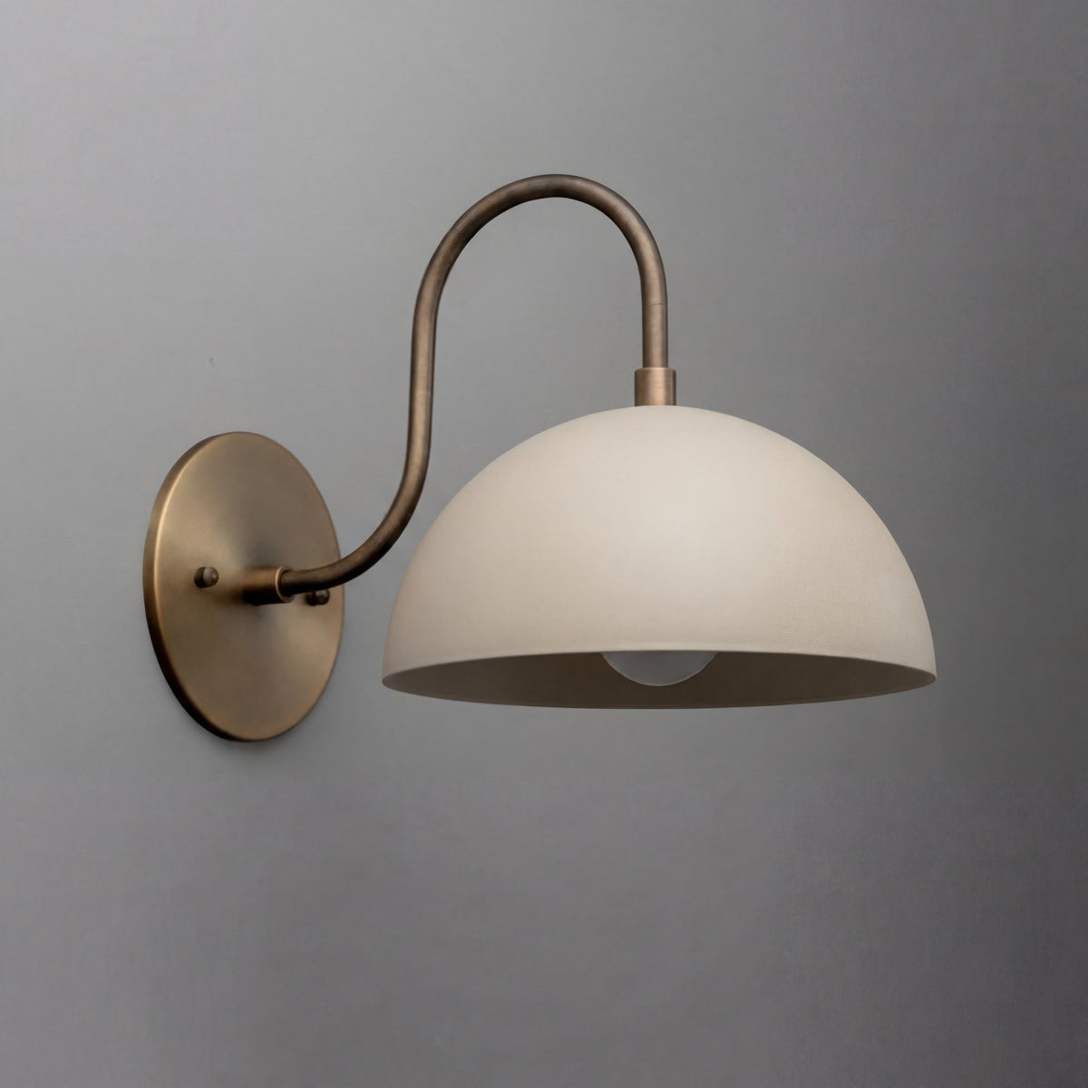 RoyaleGlow Mid-Century Antique Brass Wall Sconce with Dome Shade - Royale Basic