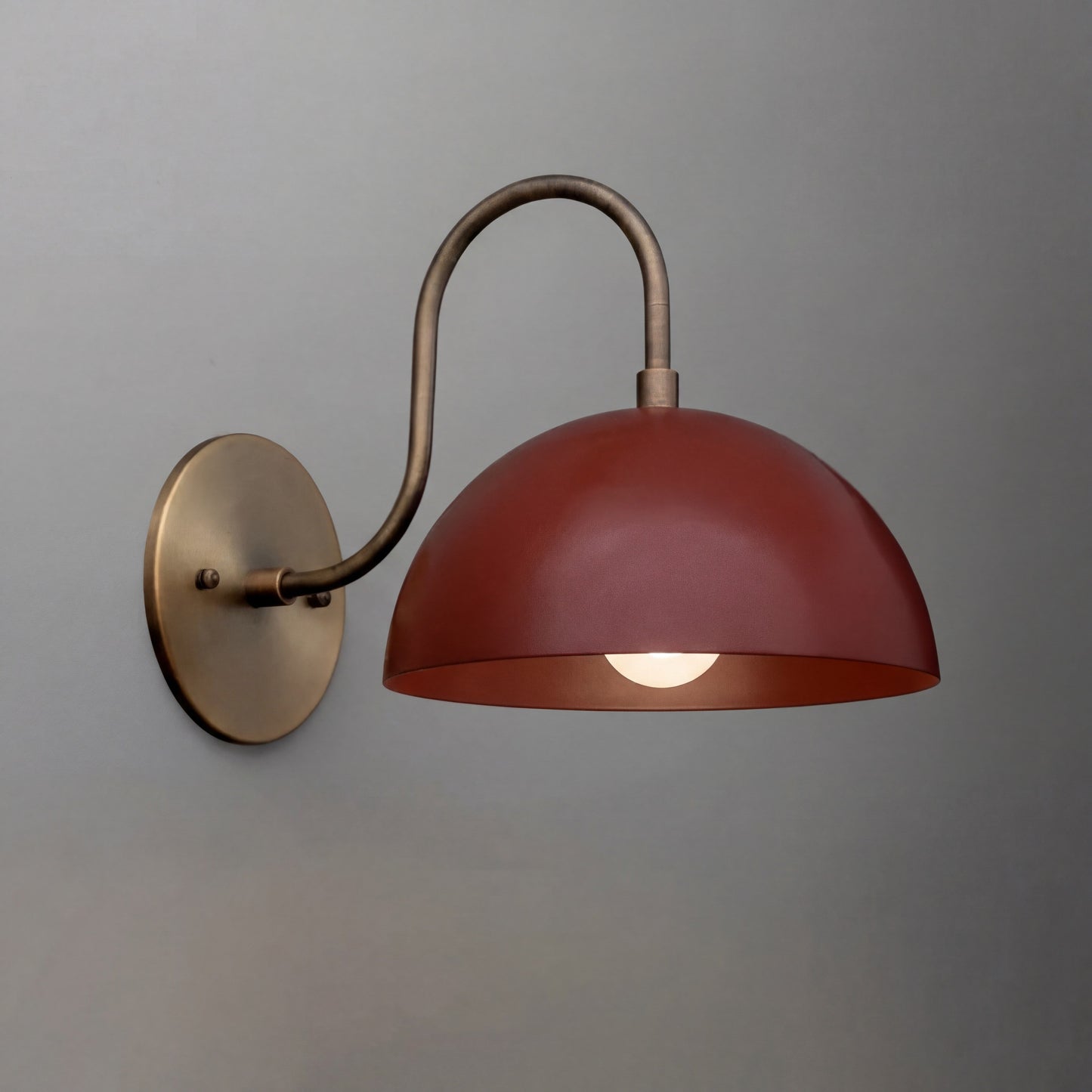 Antique Brass Arm Dome Shade Wall Sconce 12