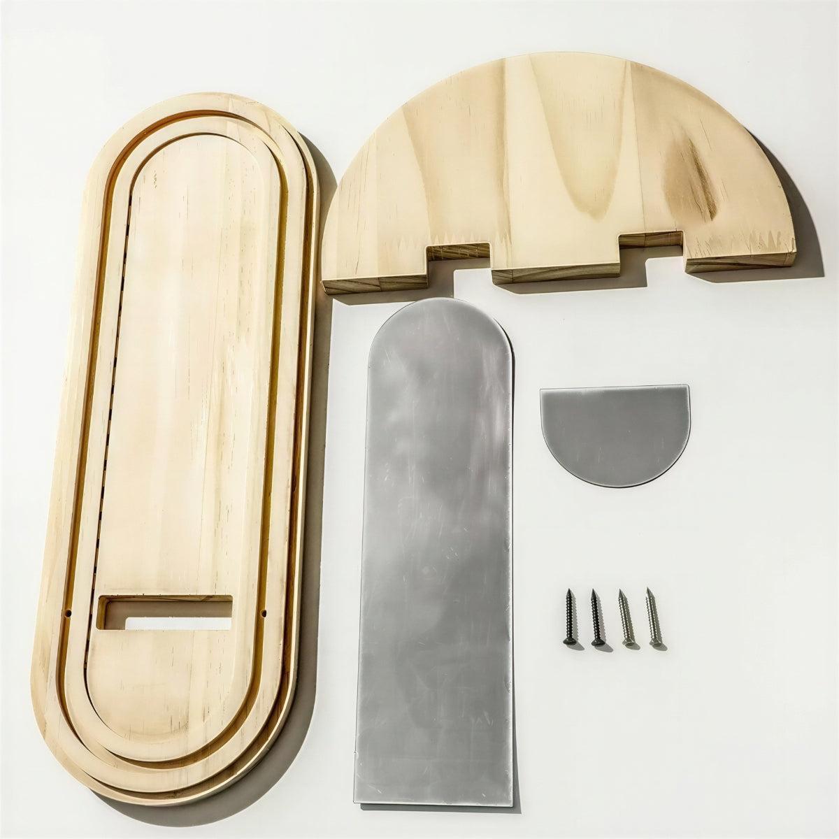 Arched Wall Mirror With Floating Wood Shelf
