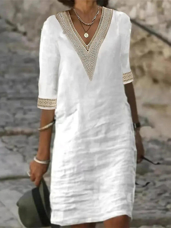 Luxora Elegant Half-Sleeve Dress for Summer Style