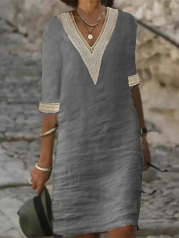 Luxora Elegant Half-Sleeve Dress for Summer Style
