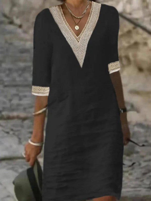 Luxora Elegant Half-Sleeve Dress for Summer Style