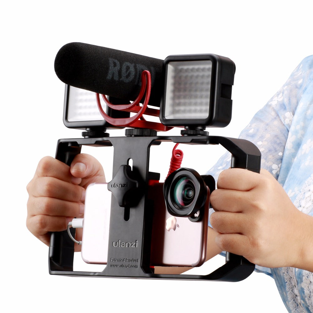 RoyaleGlow Smartphone Video Rig Stabilizer With Light