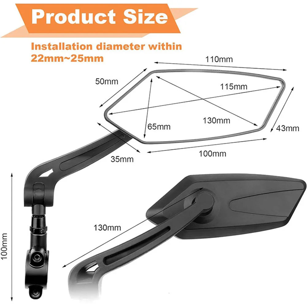 Luxora 2 Pack Bike Mirrors for Safe Riding and Clear Vision
