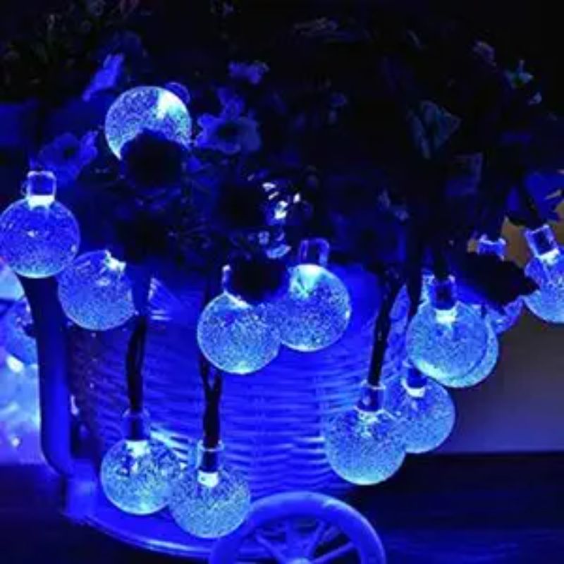 Solar Powered Waterproof Crystal Globe Lights – 35.6 ft Outdoor LED String Lights with 8 Modes (Perfect for Garden, Patio, Events) - Blue