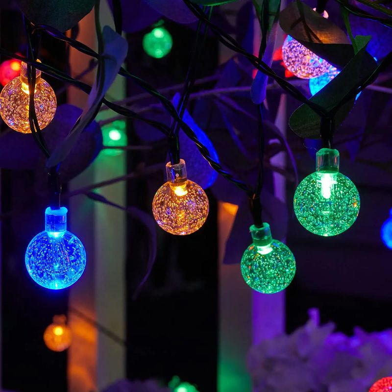 Solar Powered Waterproof Crystal Globe Lights – 35.6 ft Outdoor LED String Lights with 8 Modes (Perfect for Garden, Patio, Events) - Blue