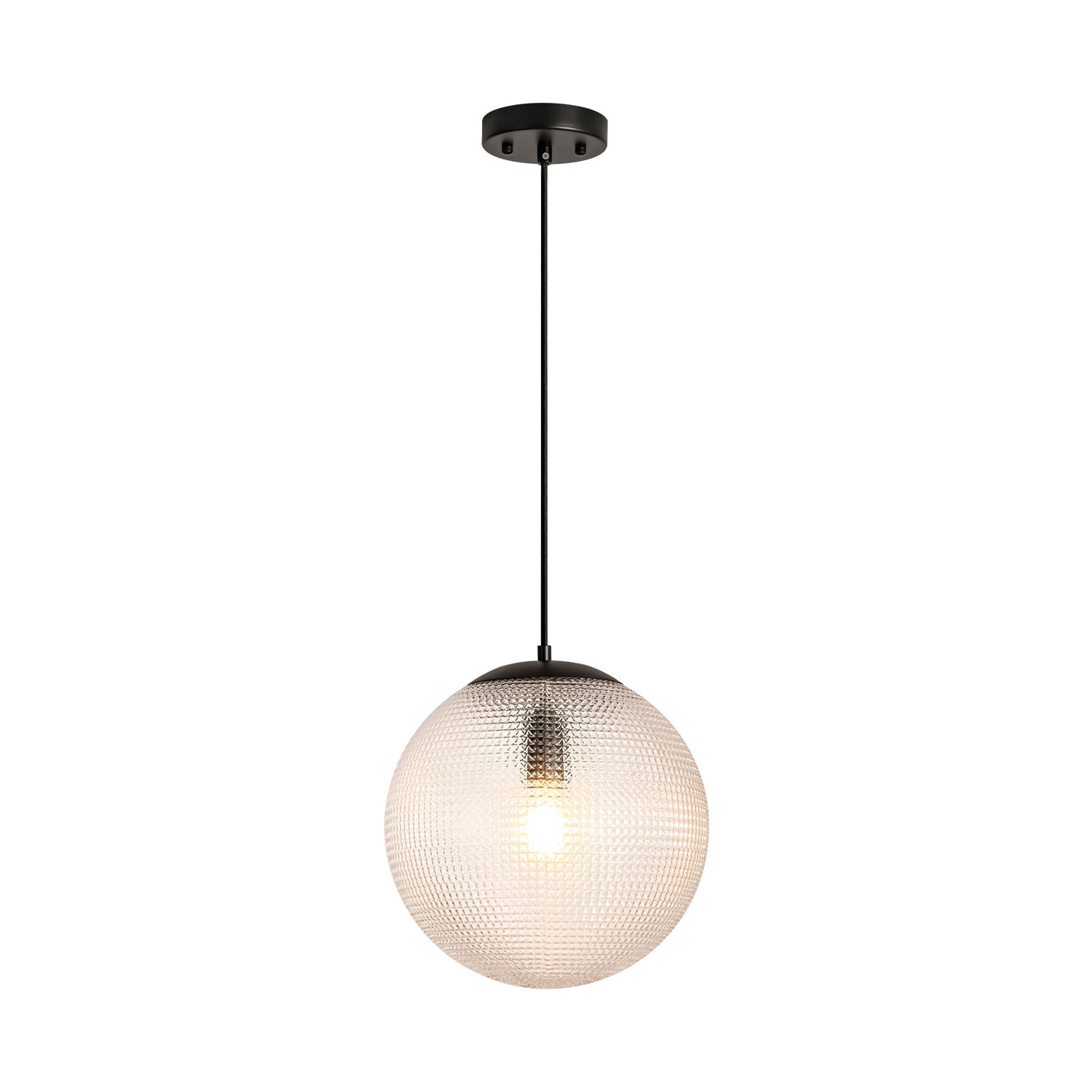 Brillara 1-Light Dimmable Diamond Pattern Glass Vintage Globe Pendant (11") 8