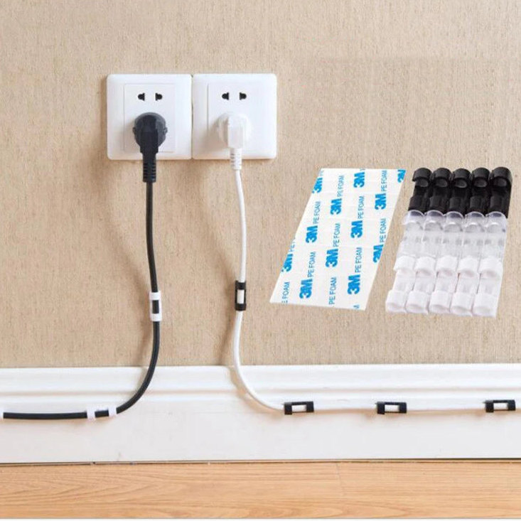 Cable Organizer Clips Cable Management Desktop & Workstation ABS Wire Manager Cord Holder USB Charging Data Line Bobbin Winder 0