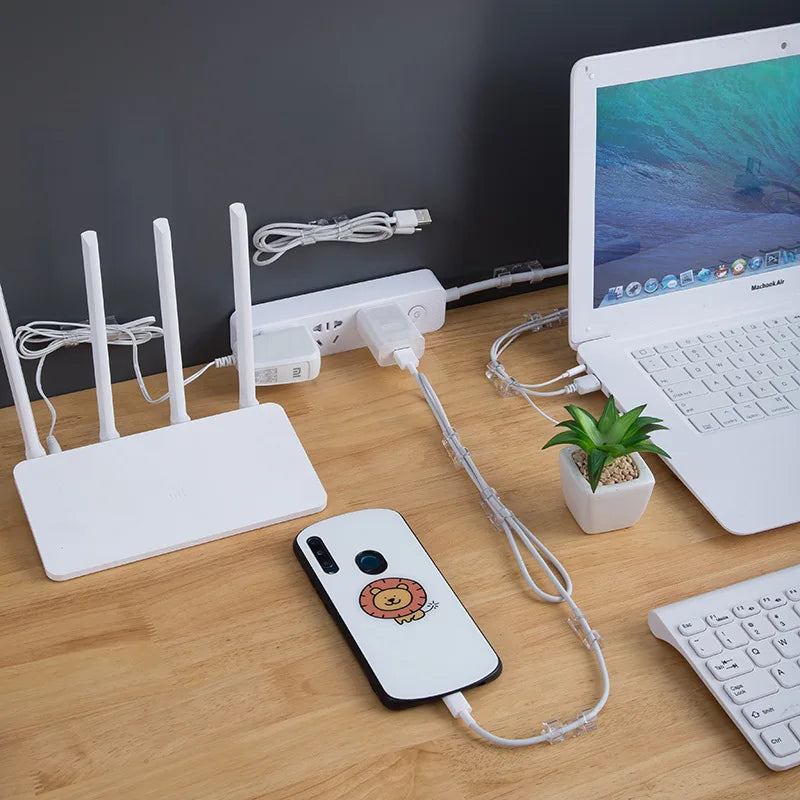 Cable Organizer Clips Cable Management Desktop & Workstation ABS Wire Manager Cord Holder USB Charging Data Line Bobbin Winder 3