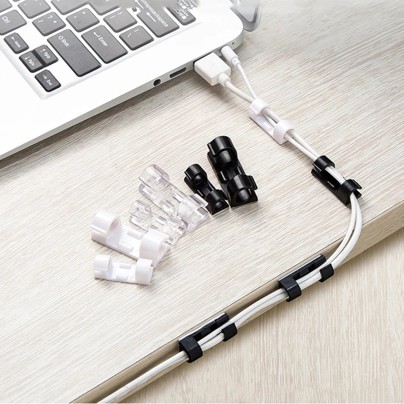 Cable Organizer Clips Cable Management Desktop & Workstation ABS Wire Manager Cord Holder USB Charging Data Line Bobbin Winder 4