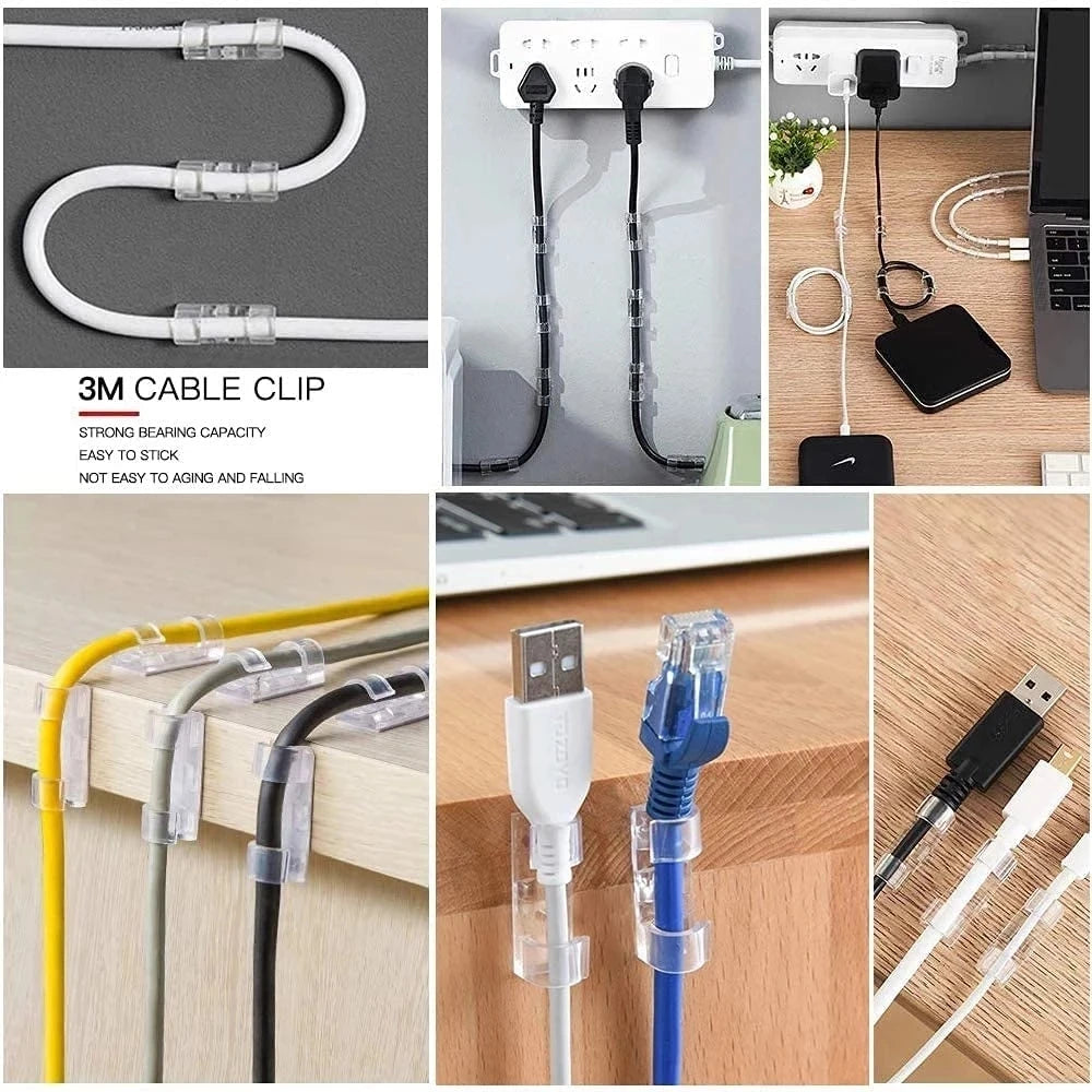 Cable Organizer Clips Cable Management Desktop & Workstation ABS Wire Manager Cord Holder USB Charging Data Line Bobbin Winder 5