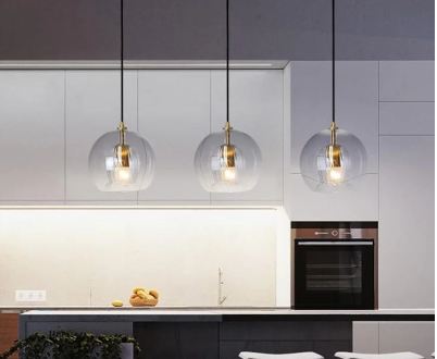 RoyaleGlow Elegant Glass Pendant Light Fixture - Modern Style & Warm Ambiance - 5.9 in / 15cm / Transparent