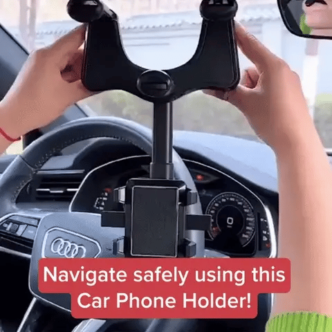 Royaleva Rotatable and Retractable Car Phone Holder - 360 Degree Rear View Mirror Phone Holder