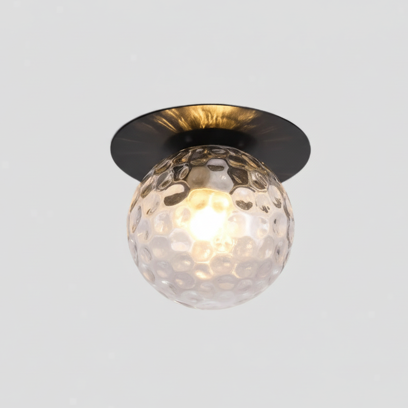 LuxRoyale Luxury Glass Globe Ceiling Light Brushed Brass Canopy
