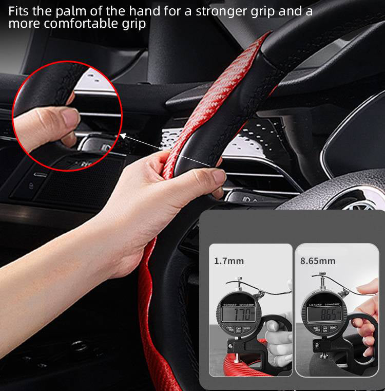 Luxora Universal Steering Wheel Cover with Carbon Fiber Design