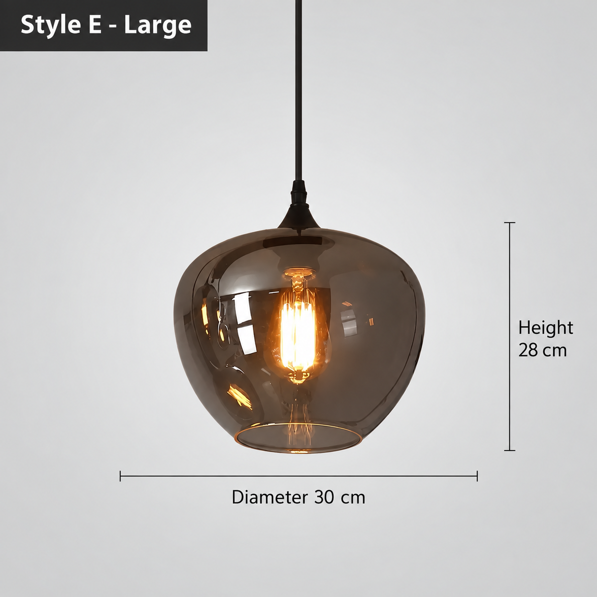 LuxRoyale Smokey Glass Pendant Light Modern Hanging Fixture for Kitchen Island