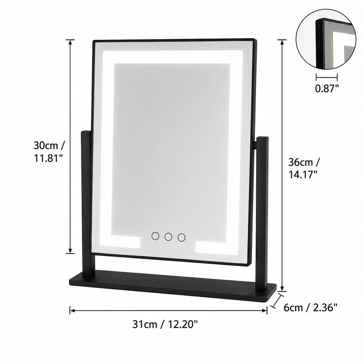 RoyaleGlow LED Lighted Vanity Makeup Mirror with Touch Control & Adjustable Brightness
