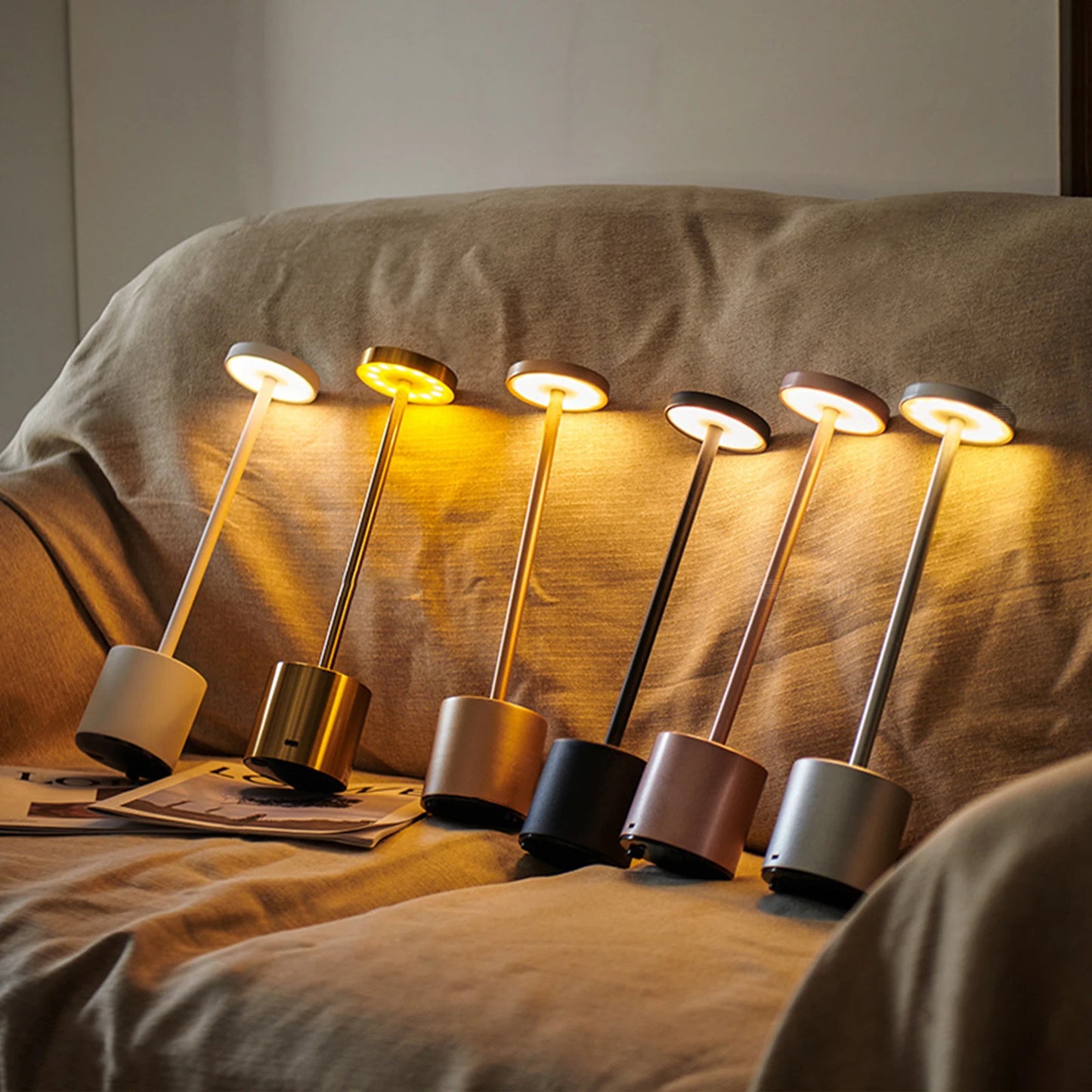 Classic Cordless Lamp - Touch Sensor LED Desk Light with 3 Adjustable Color Temperatures - Silver
