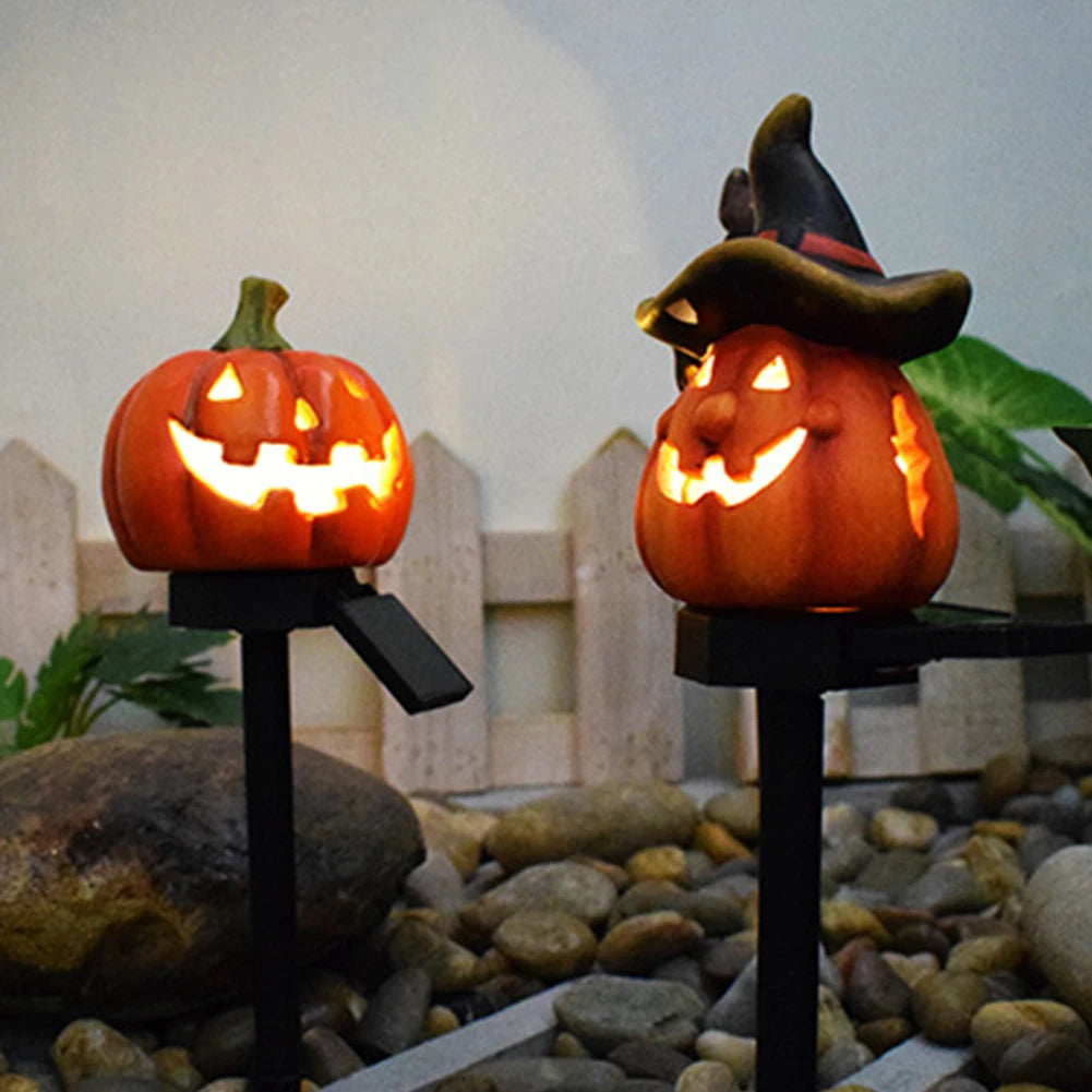 Creative Halloween Solar Garden Stakes Resin Skull Pumpkin Light Spooky Creepy Decorative Lawn Figure Outdoor Lighting 5