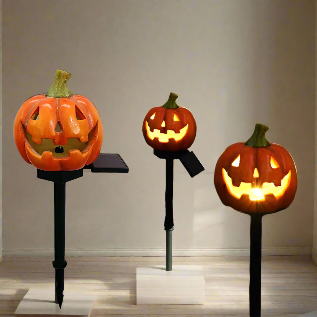 Creative Halloween Solar Garden Stakes Resin Skull Pumpkin Light Spooky Creepy Decorative Lawn Figure Outdoor Lighting 9