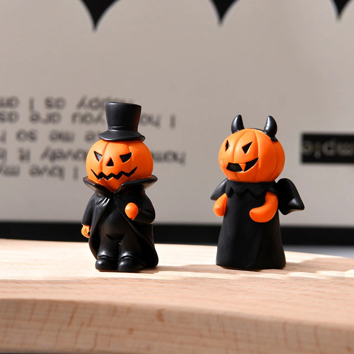 Cute Halloween Decor Set - Ghost Witch Pumpkin Resin Figurines for Home Tabletop Party Decorations 3