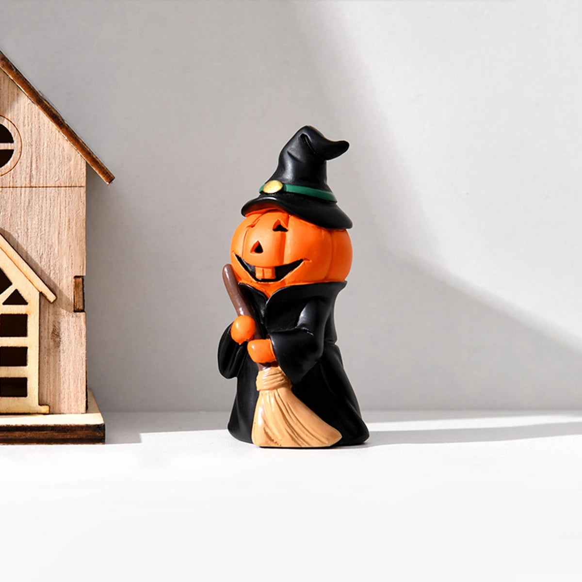 Cute Halloween Decor Set - Ghost Witch Pumpkin Resin Figurines for Home Tabletop Party Decorations 5
