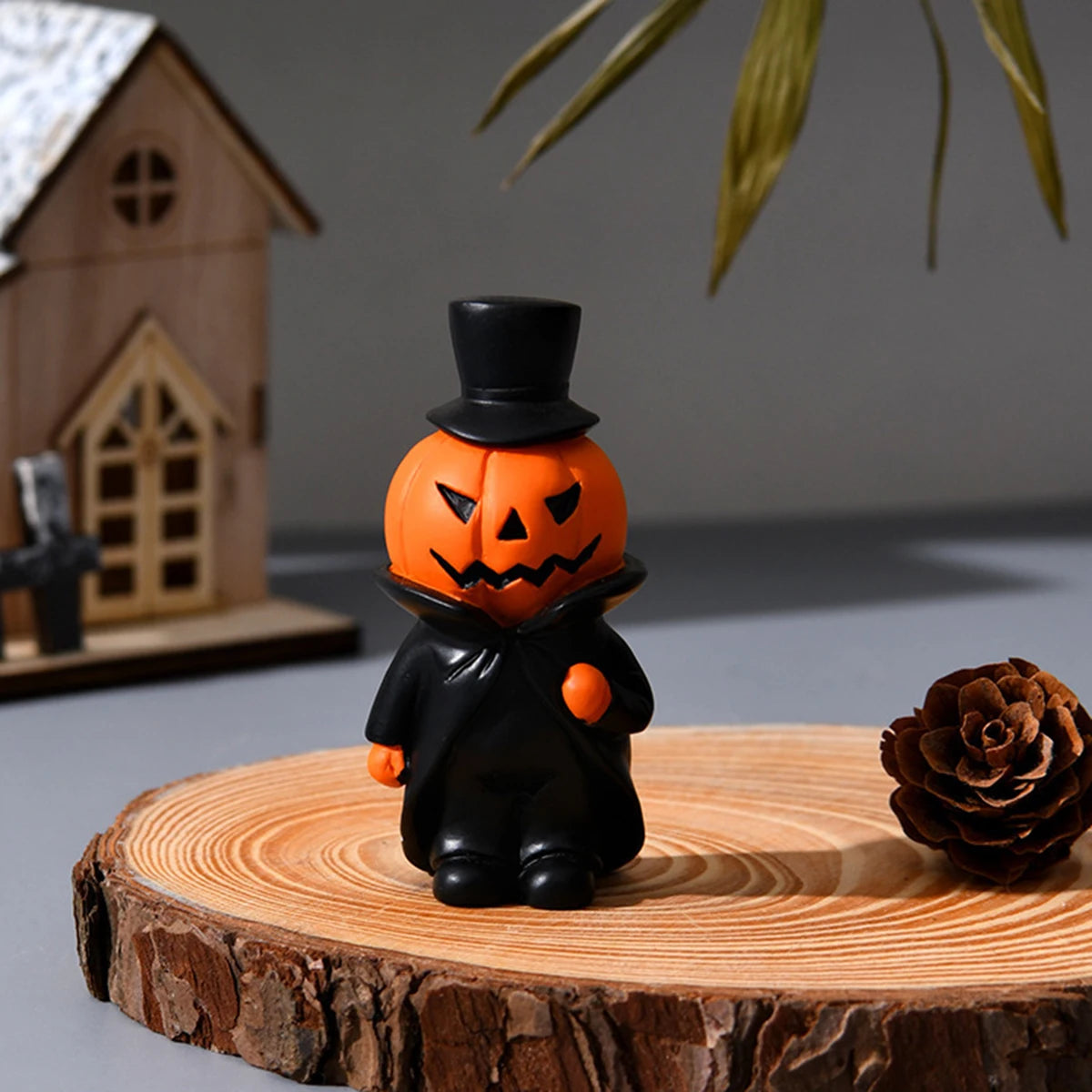 Cute Halloween Decor Set - Ghost Witch Pumpkin Resin Figurines for Home Tabletop Party Decorations 7