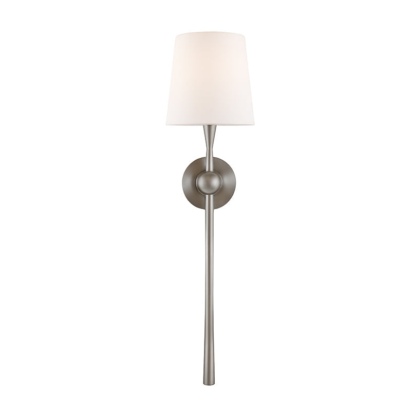 Royelux Modern Brass Wall Sconce with White Fabric Shade