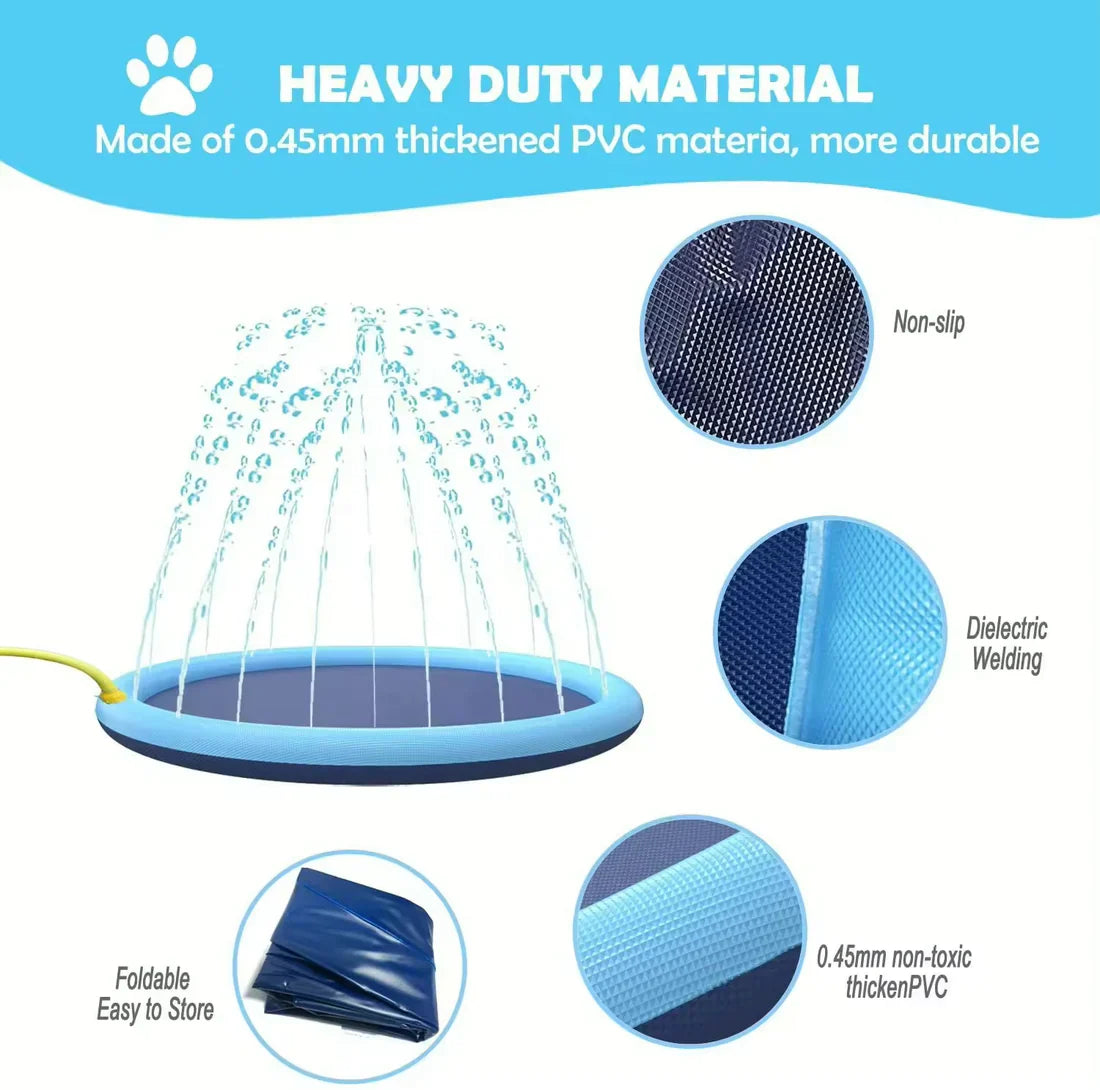 Pawellure Splash Pad for Dogs & Kids – Anti-Slip Summer Sprinkler Mat for Outdoor Fun