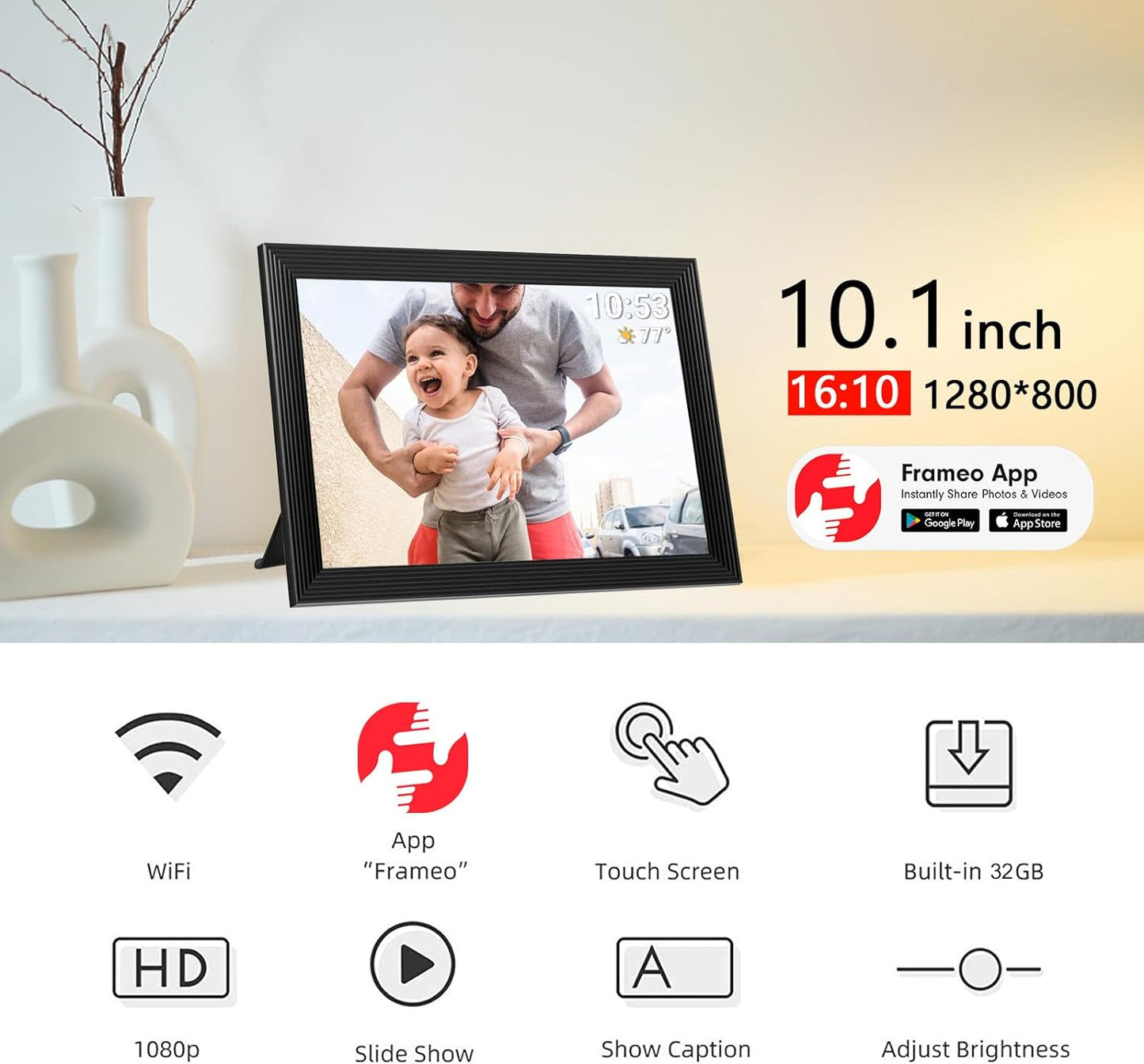 Royaleva High-Resolution Digital Frame Top Electronic Frame With Video And Camera Features