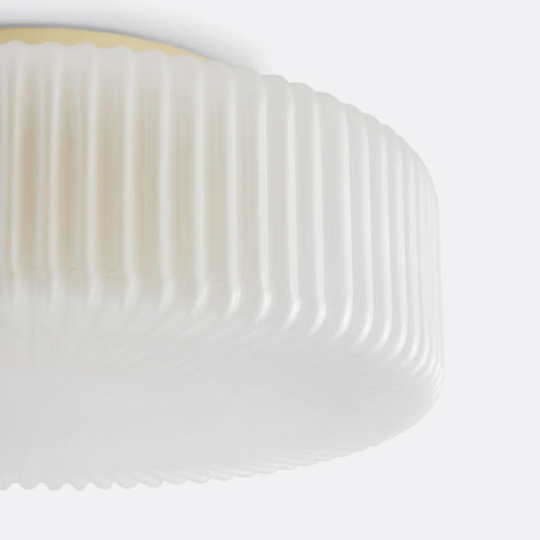 Royelux Modern Opaline Ribbed Glass Flush Mount Ceiling Light for Bedroom & Hallway