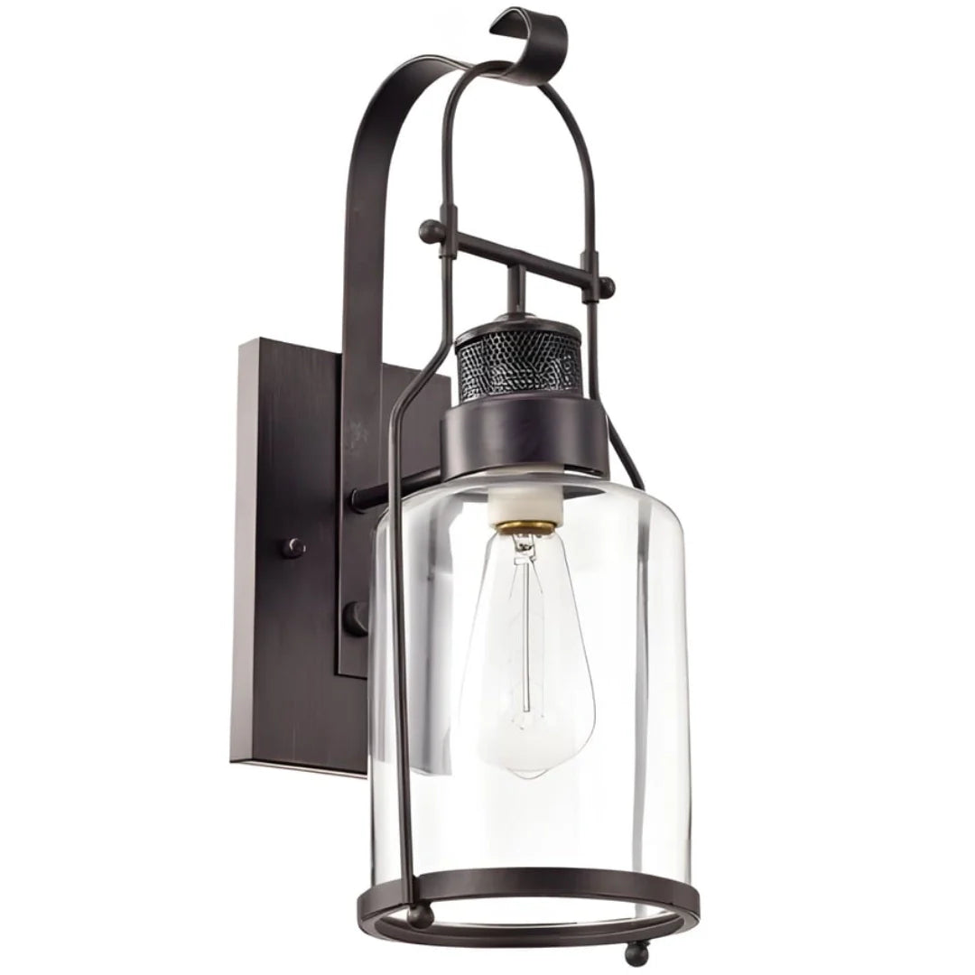 Evander Industrial Metal Glass Jar Wall Sconce 9