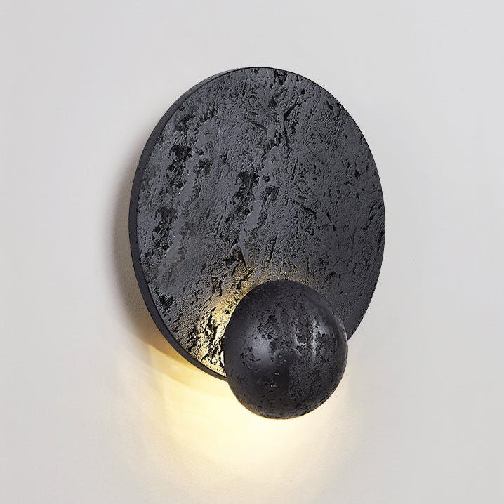 RoyaleGlow Black Travertine Wall Sconce - Modern LED Stone Wall Light