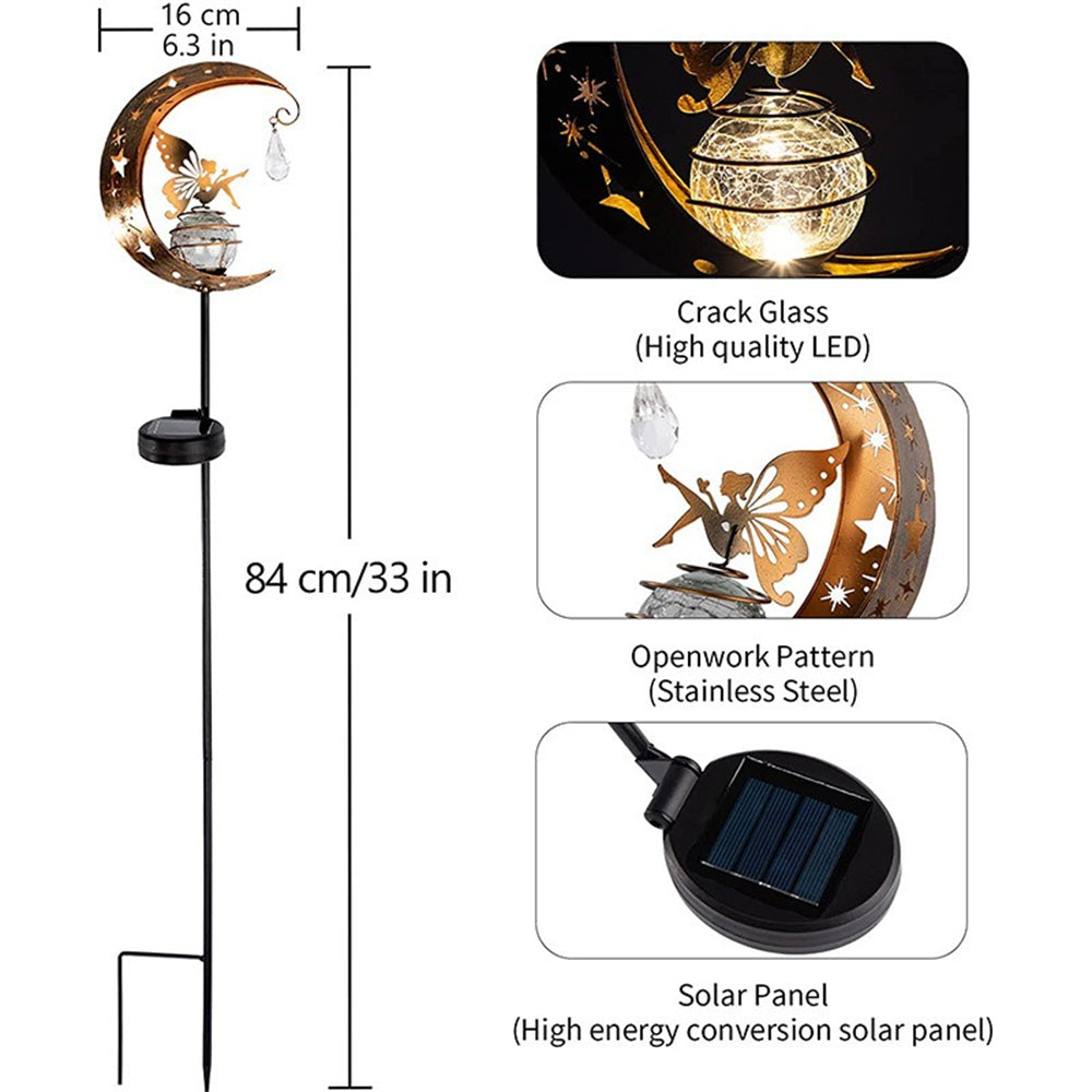 Royallure Fairy Crescent Moon Solar Garden Light Lamp - Magical Outdoor Illumination - Default Title