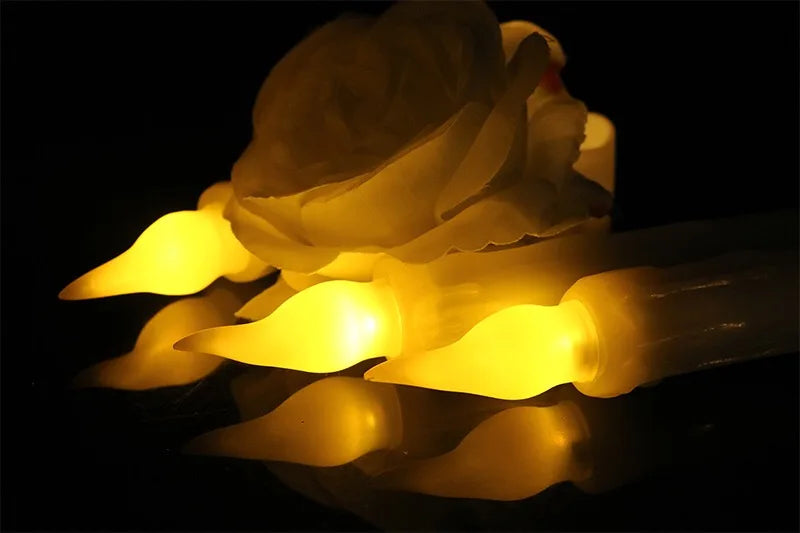 Flameless Led Taper simulated dipped wax Candle Electric Window candles Battery operate stick candle Home Party Table Decoration 3