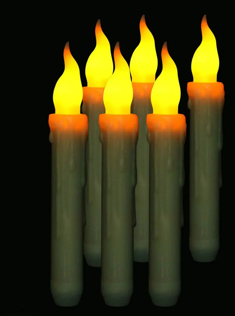 Flameless Led Taper simulated dipped wax Candle Electric Window candles Battery operate stick candle Home Party Table Decoration 4