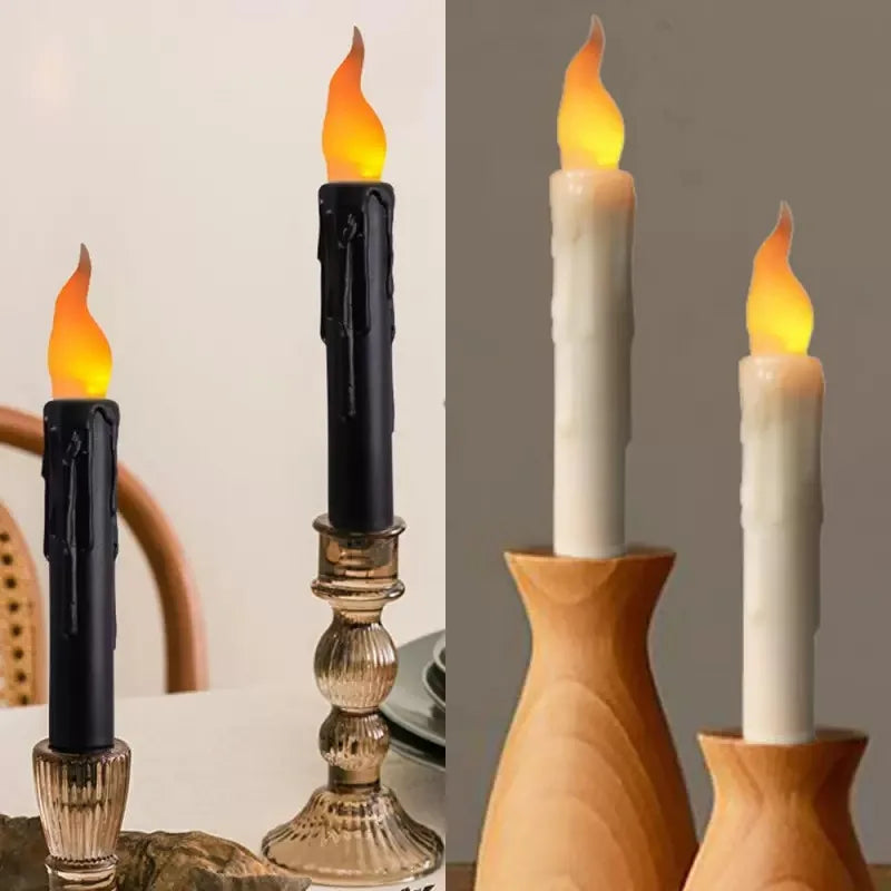 Flameless Led Taper simulated dipped wax Candle Electric Window candles Battery operate stick candle Home Party Table Decoration 5