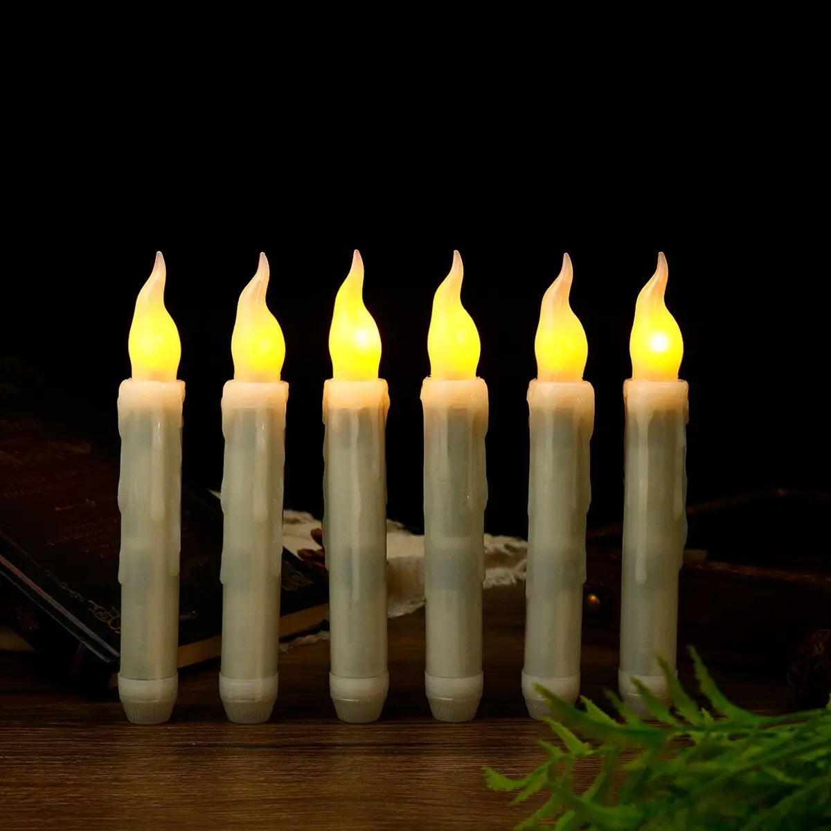 Flameless Led Taper simulated dipped wax Candle Electric Window candles Battery operate stick candle Home Party Table Decoration 6