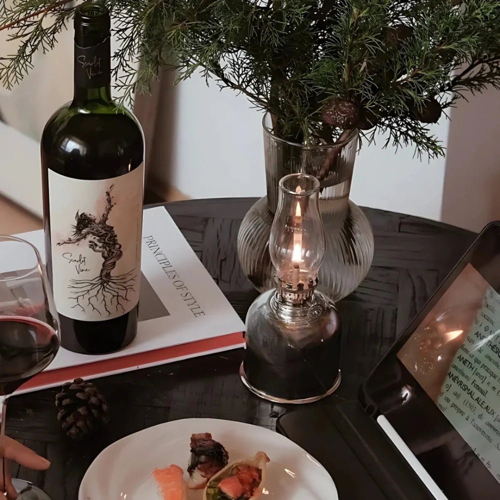 LuxRoyale Vintage Oil Lamp Windproof Electroplated Iron Finish